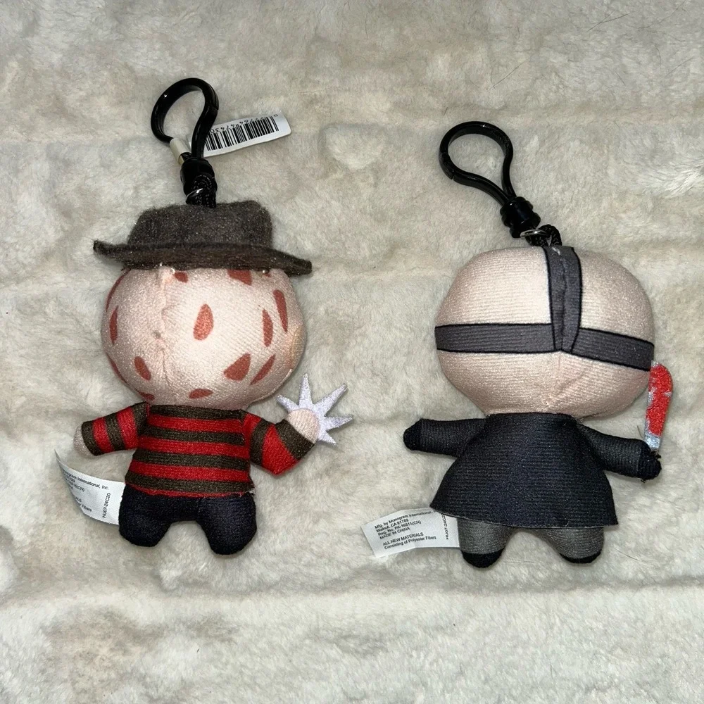 Lot Of 2 Chills & Thrills Plush Bag Clip Freddy Krueger Jason Nightmare Friday - Picture 2 of 2